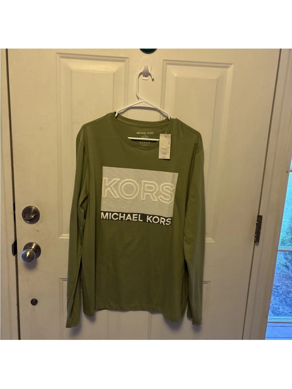 Michael Kors Olive Green Long Sleeve Logo Tee